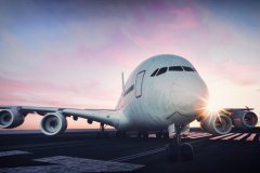 Airplane taking off from the airport. 3d rendering and illustration.